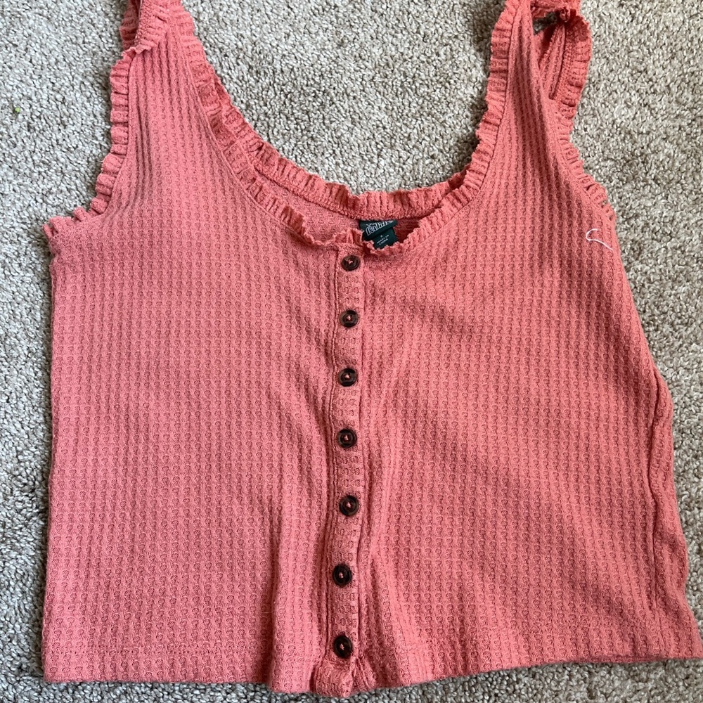 Coral tank top with buttons down the front